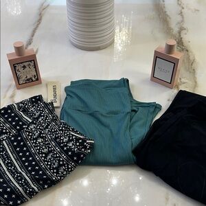 No Boundaries Black and Teal Patterned Leggings